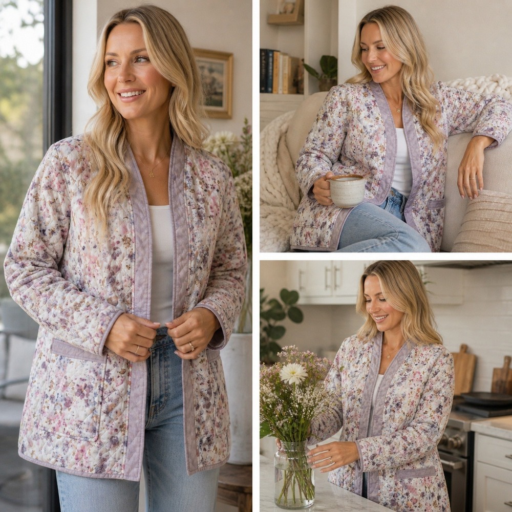 NWT Flora Obscura x J.Crew Floral Quilted Reversible‎ Wrap Jacket PrimaLoft XL